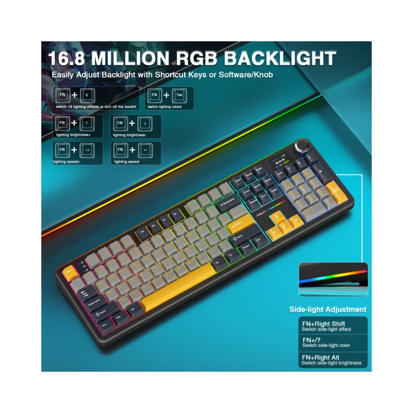 AULA F108 Pro Full Size vision Knob Keyboard - Image 16
