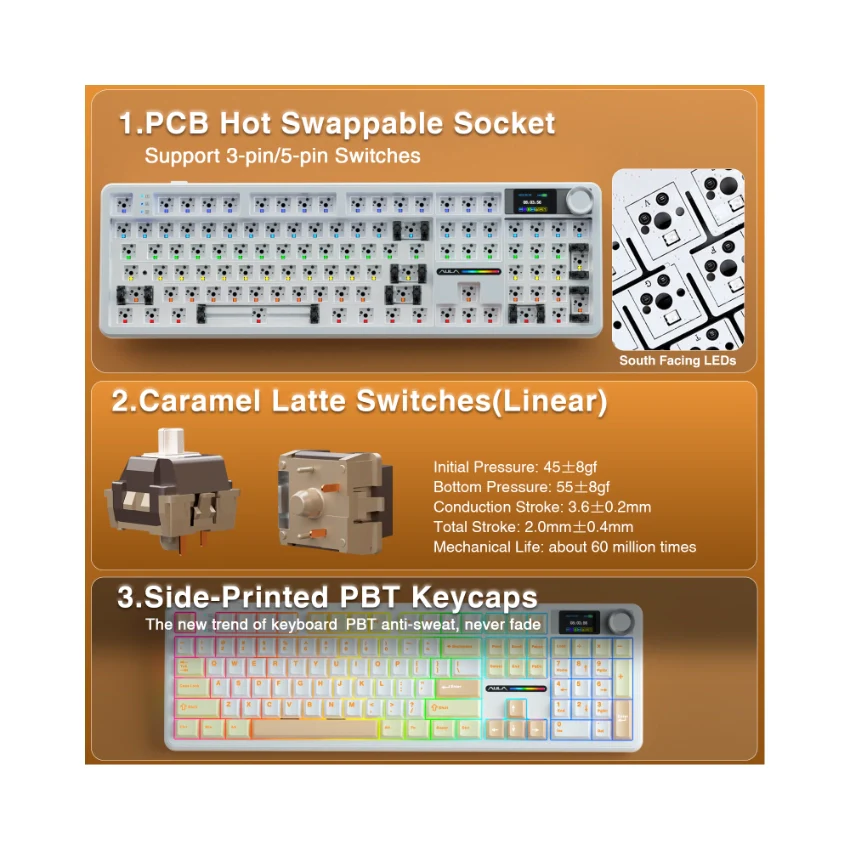 AULA F108 Pro Full Size vision Knob Keyboard - Image 30