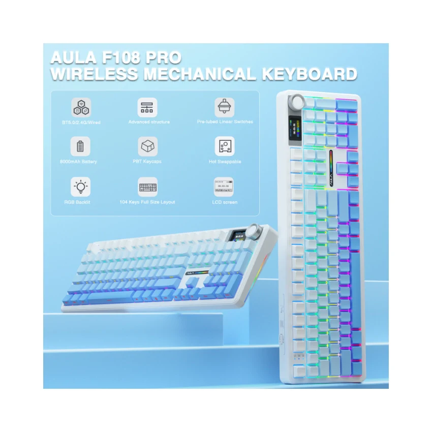 AULA F108 Pro Full Size vision Knob Keyboard - Image 40