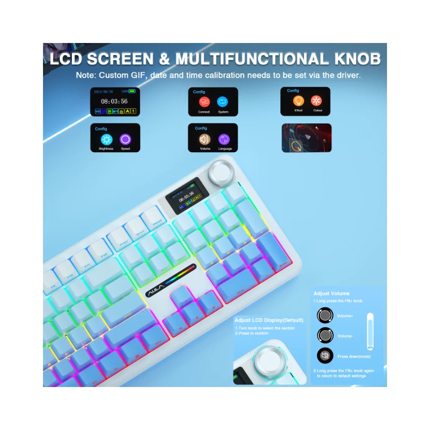 AULA F108 Pro Full Size vision Knob Keyboard - Image 42