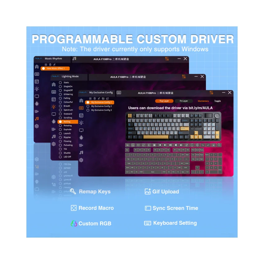 AULA F108 Pro Full Size vision Knob Keyboard - Image 46
