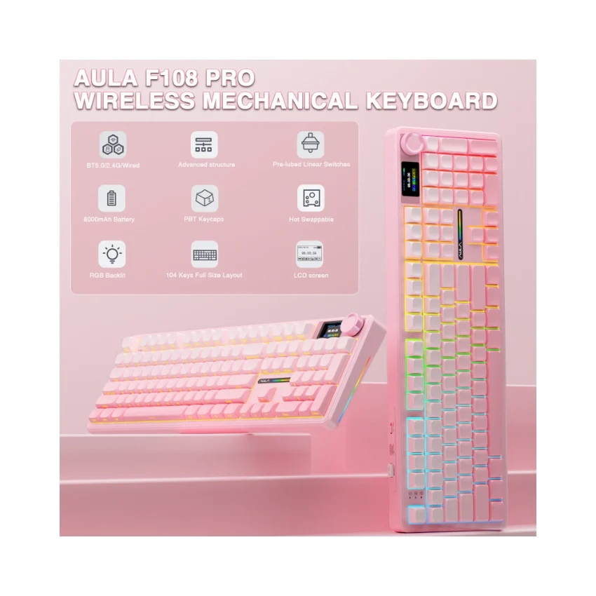 AULA F108 Pro Full Size vision Knob Keyboard - Image 49