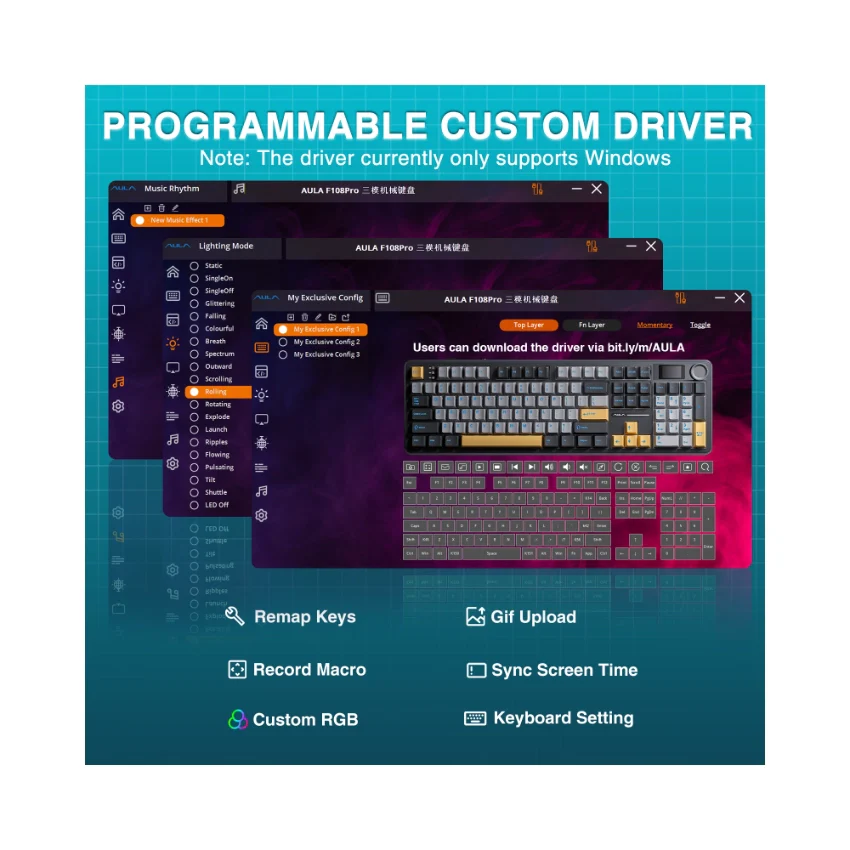 AULA F108 Pro Full Size vision Knob Keyboard - Image 9