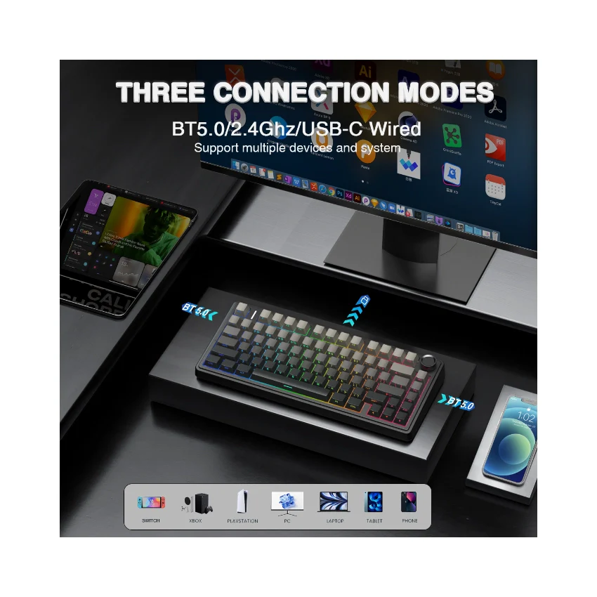 AULA F75 Pro Knob Side-Printed Mechanical Keyboard - Image 14