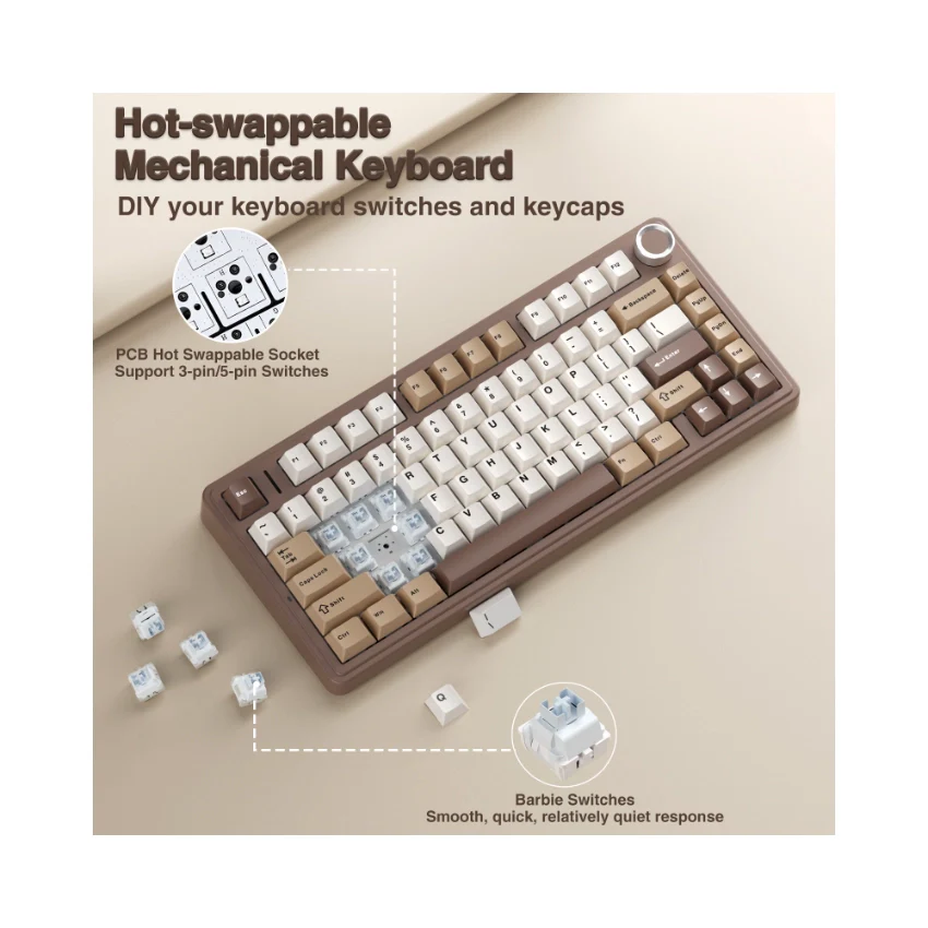 AULA F75 Pro Knob Side-Printed Mechanical Keyboard - Image 42