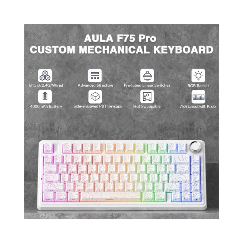 AULA F75 Pro Knob Side-Printed Mechanical Keyboard - Image 45