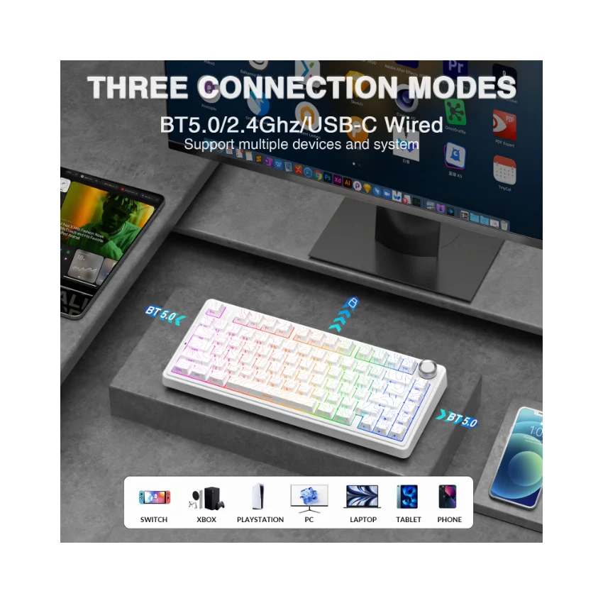AULA F75 Pro Knob Side-Printed Mechanical Keyboard - Image 49