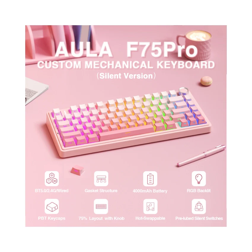 AULA F75 Pro Knob Side-Printed Mechanical Keyboard - Image 67