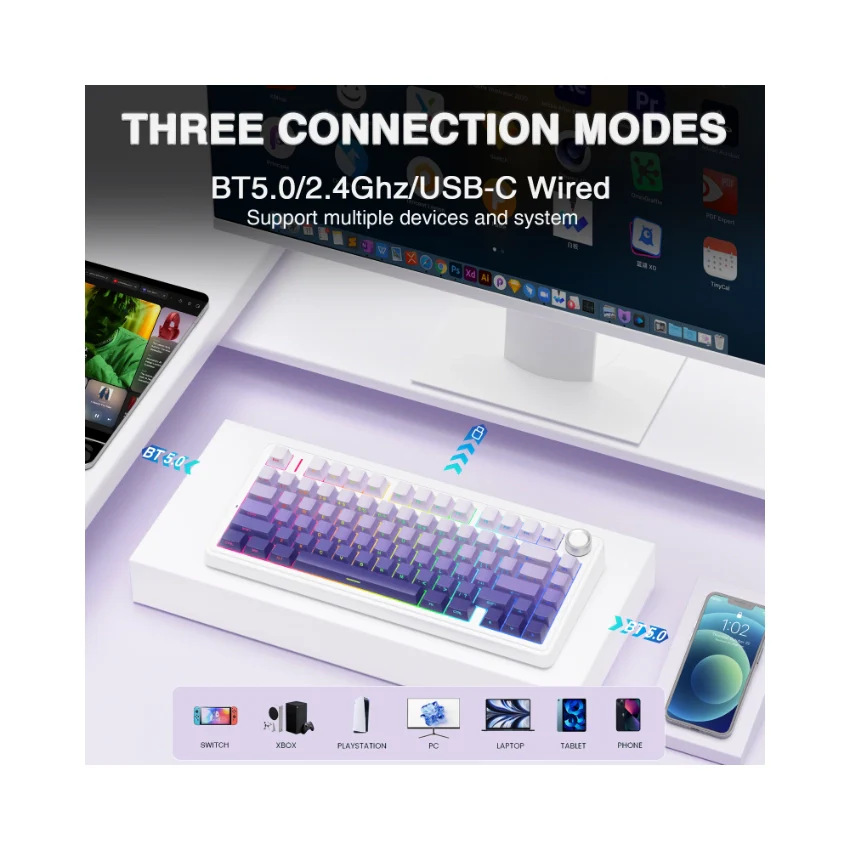 AULA F75 Pro Knob Side-Printed Mechanical Keyboard - Image 8