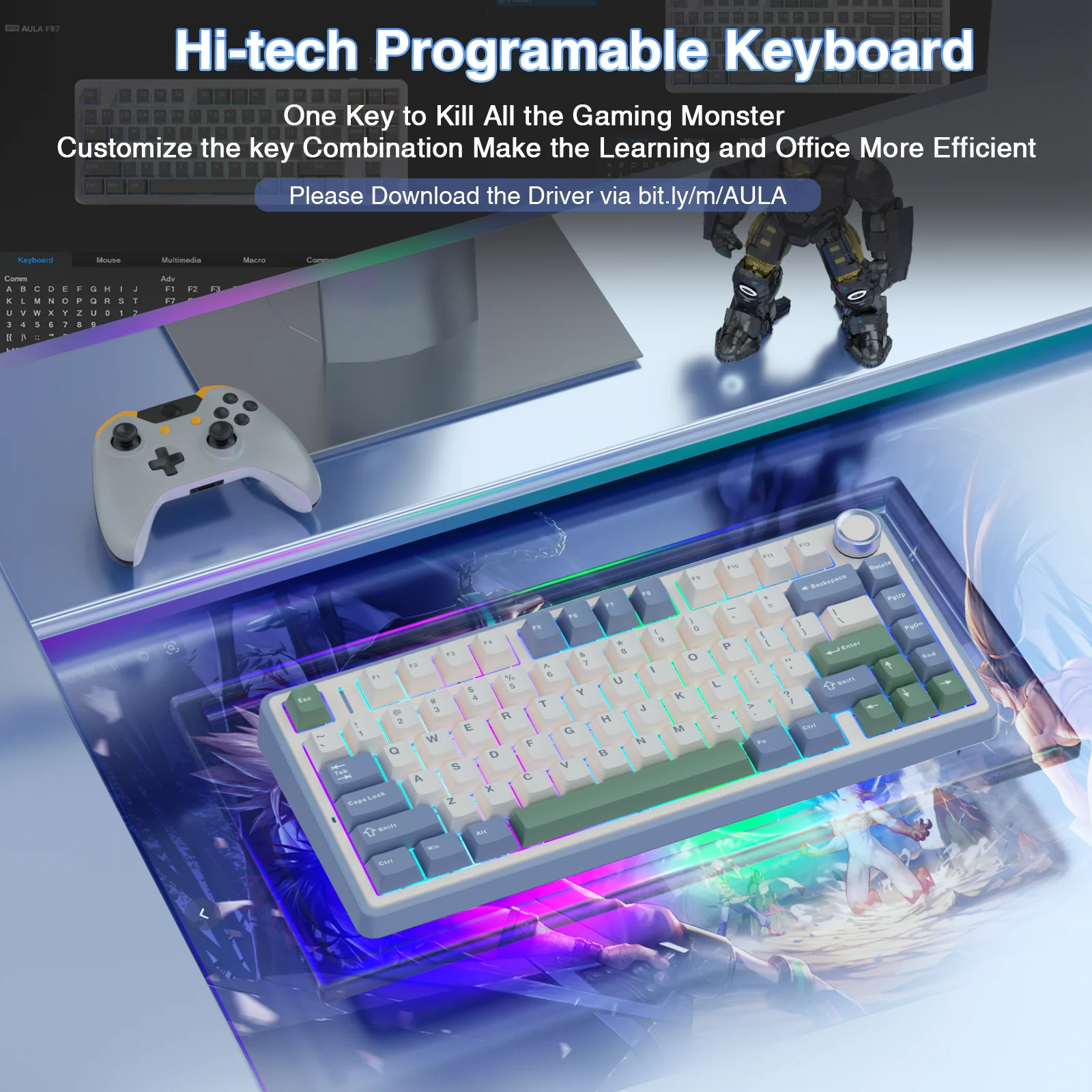AULA F75 Pro Knob Side-Printed Mechanical Keyboard - Image 80
