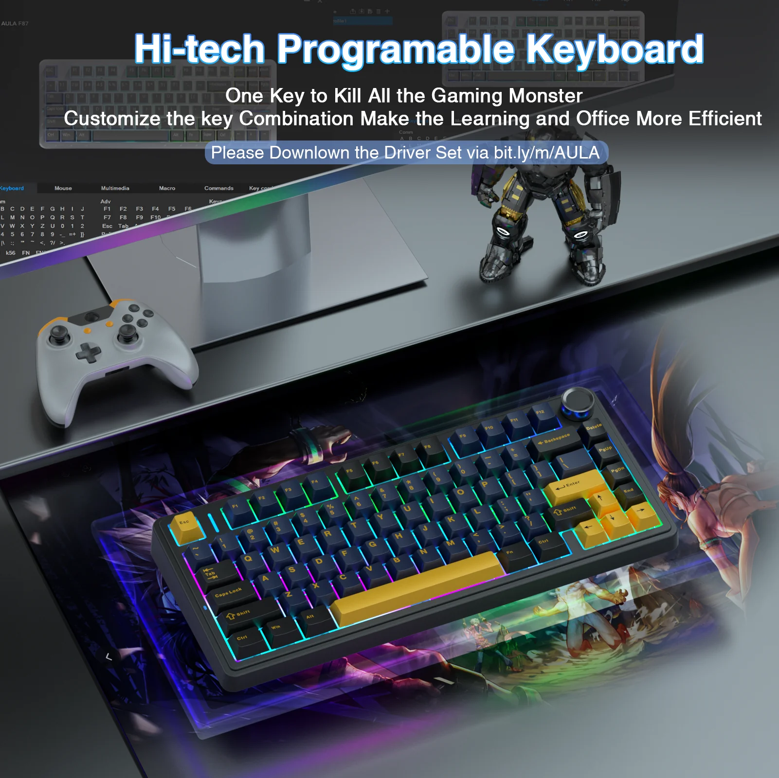 AULA F75 Pro Knob Side-Printed Mechanical Keyboard - Image 86