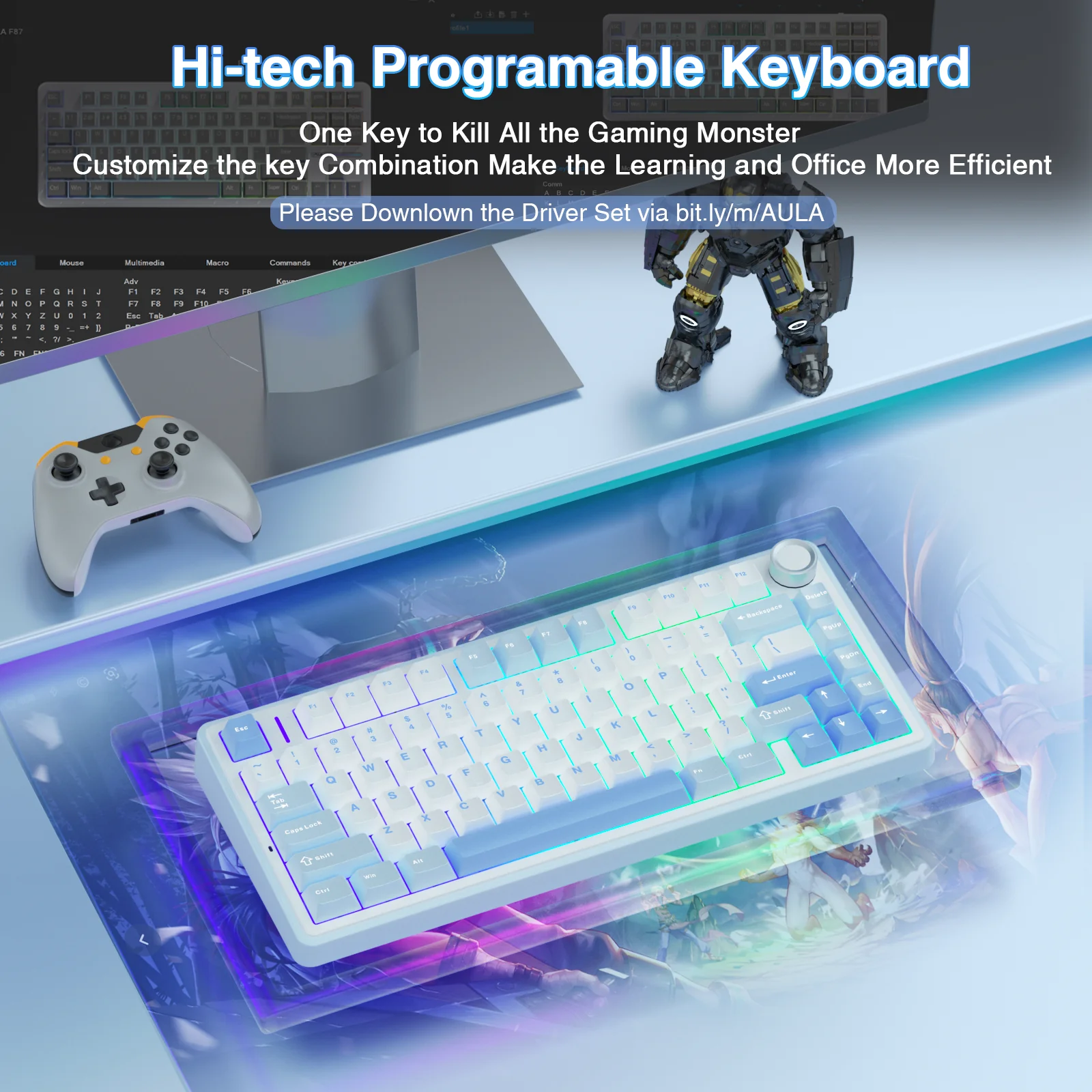 AULA F75 Pro Knob Side-Printed Mechanical Keyboard - Image 92