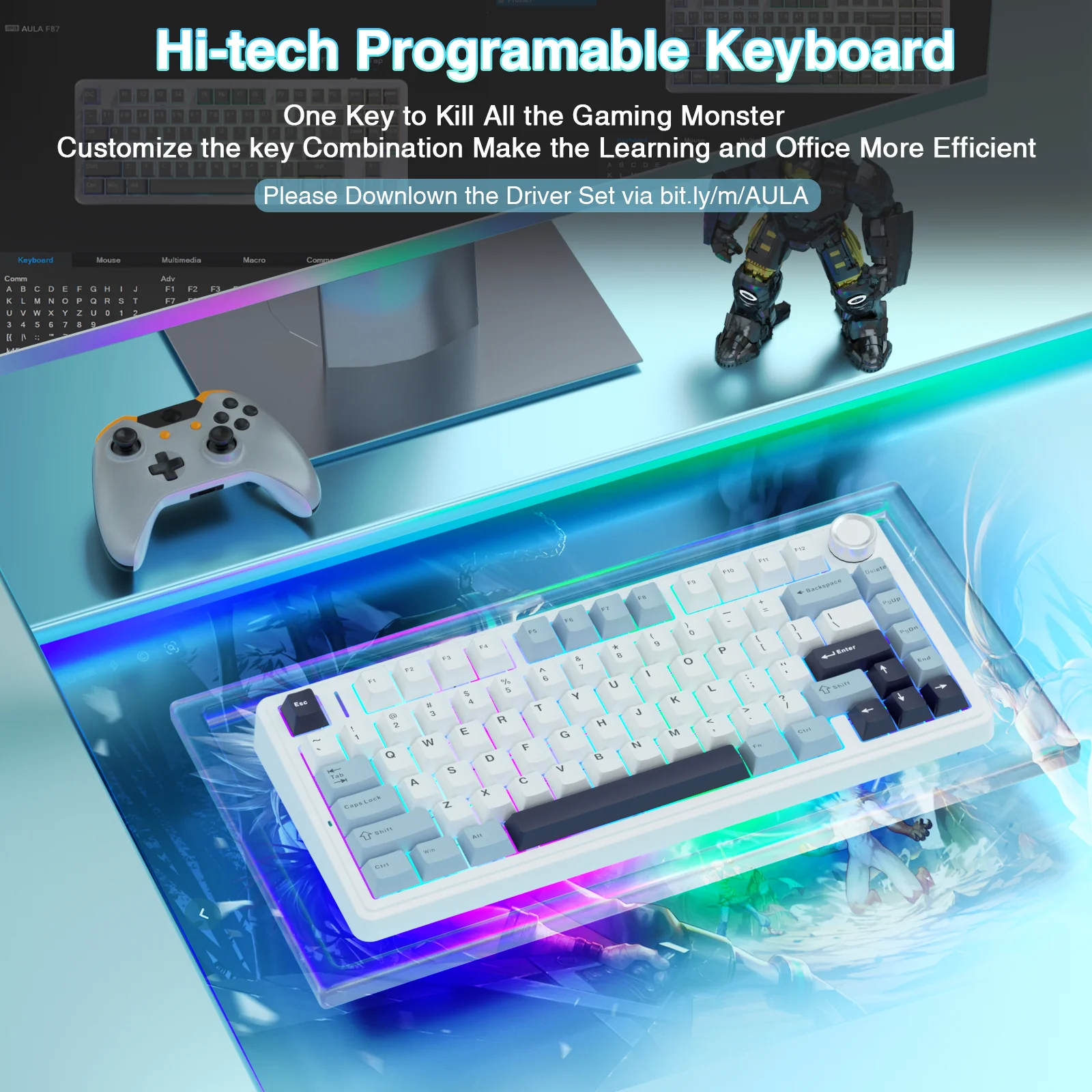 AULA F75 Pro Knob Side-Printed Mechanical Keyboard - Image 99
