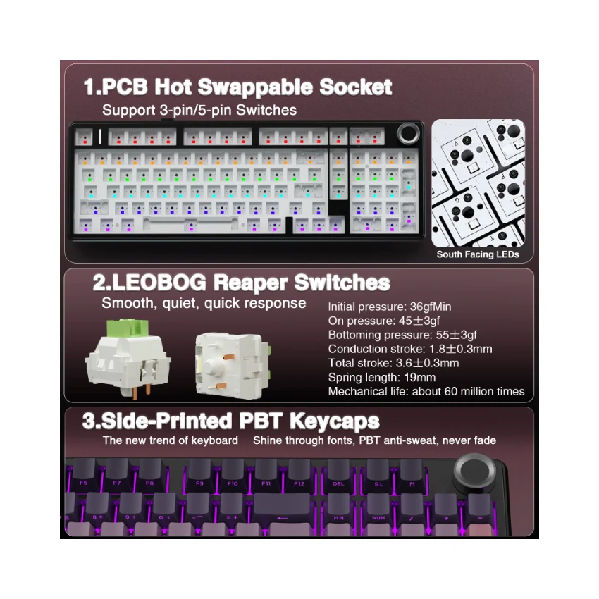 AULA F99 Pro Knob Mechanical Keyboard - Image 23