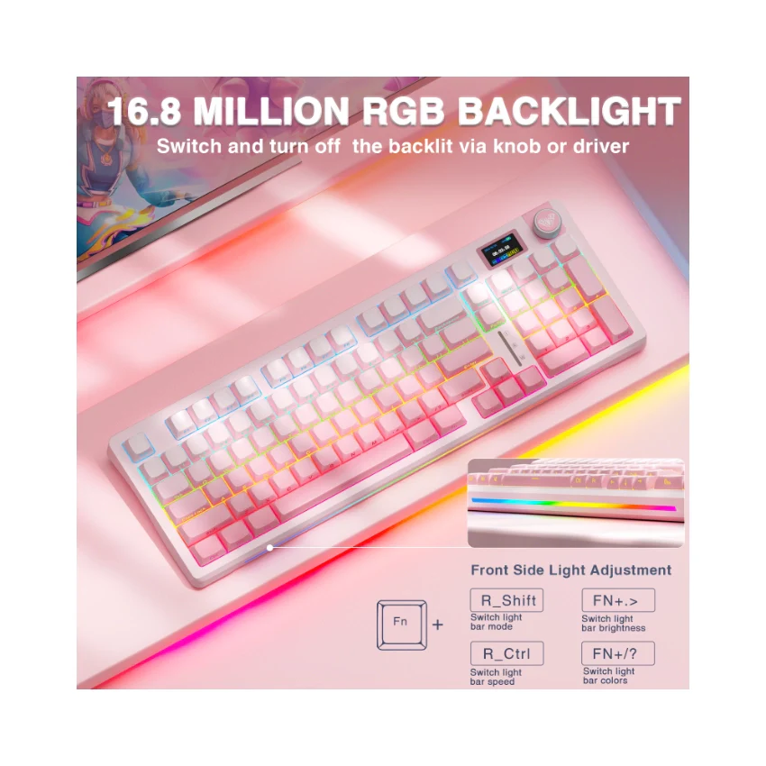AULA S98 Pro Mechanical Keyboard With Knob& LCD Screen - Image 26