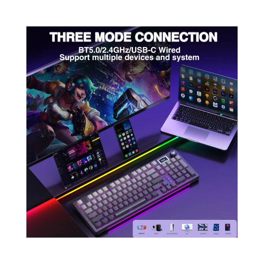 AULA S98 Pro Mechanical Keyboard With Knob& LCD Screen - Image 4